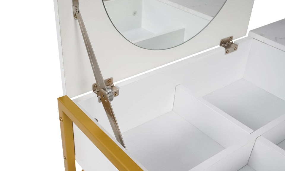 Coiffeuse Glam miroir rabattable avec tabouret