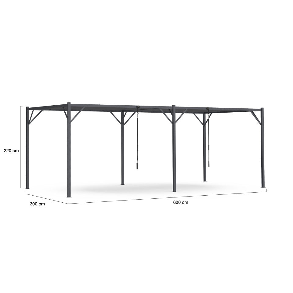 Pergola Venice 3x6m toit lames orientables gris