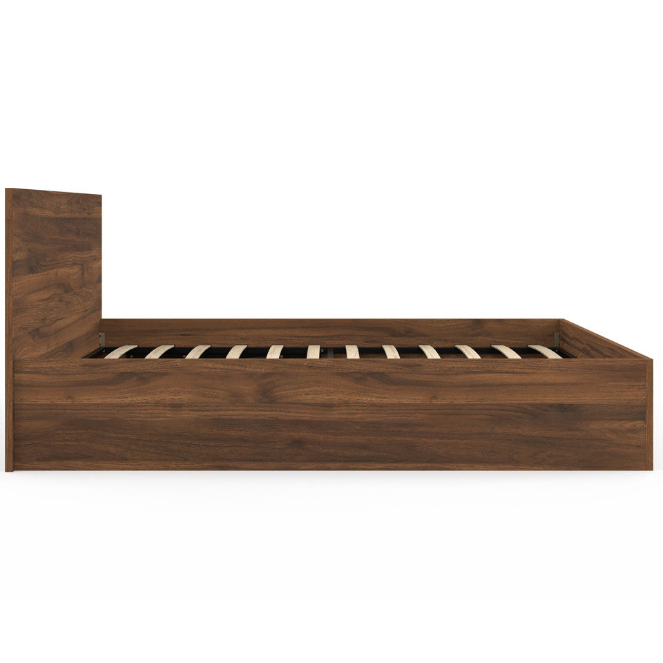 Lit coffre Sicilia 160x200cm effet bois noyer