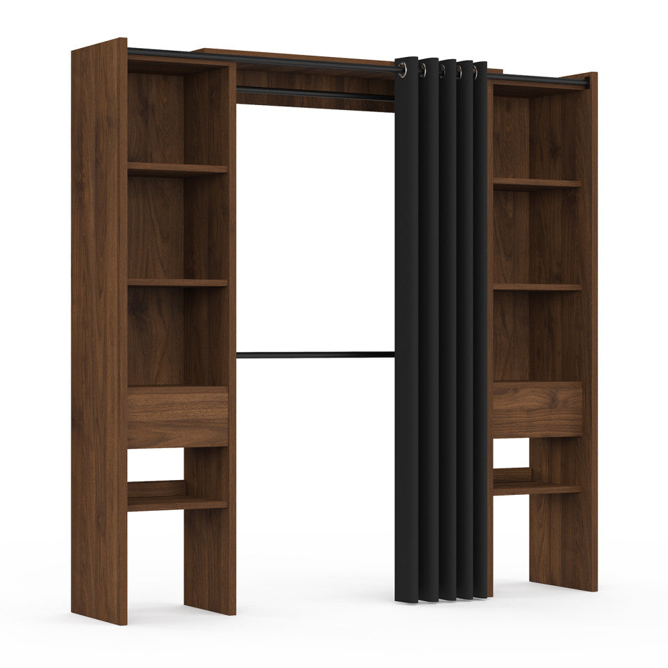 Dressing Justine extensible 120-180cm double colonne effet noyer
