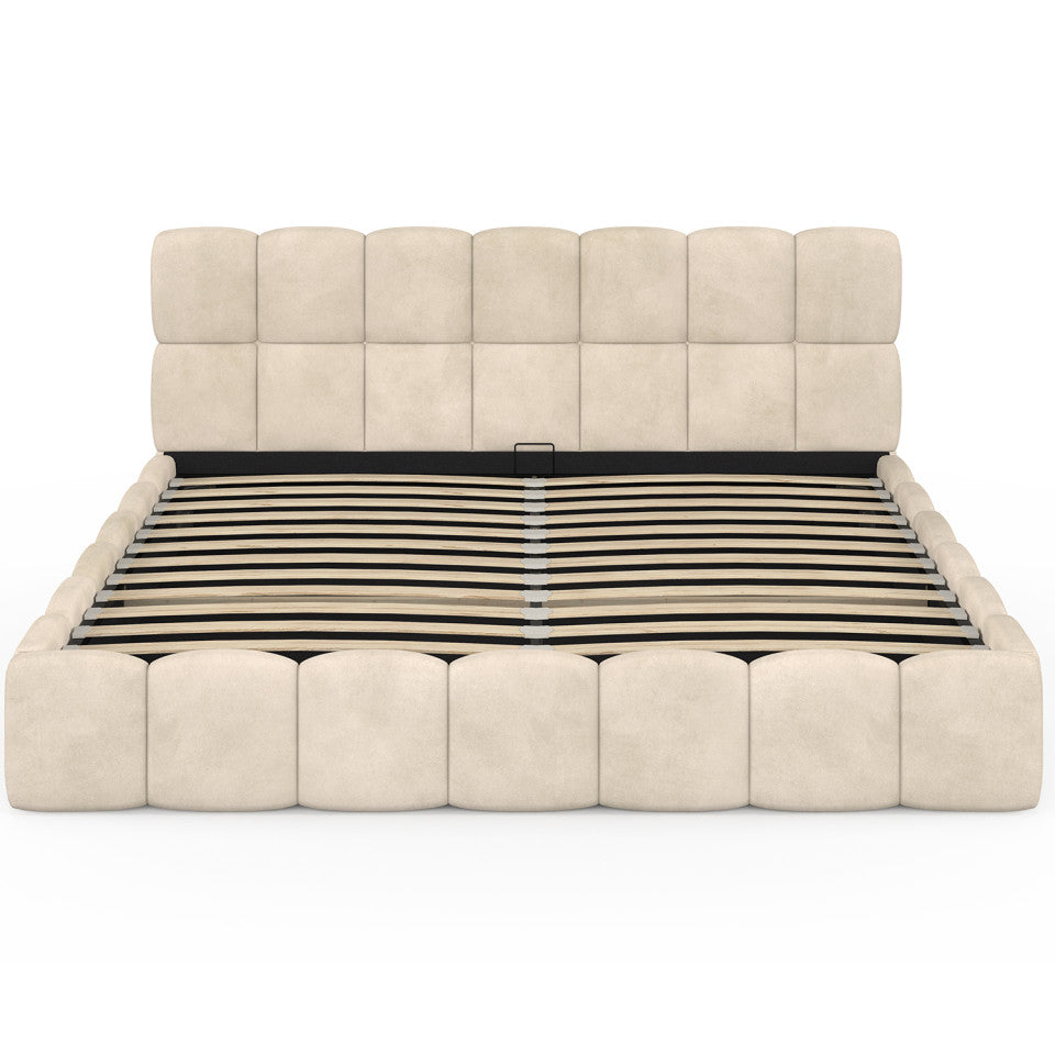 Lit coffre Bubble 180x200cm velours beige