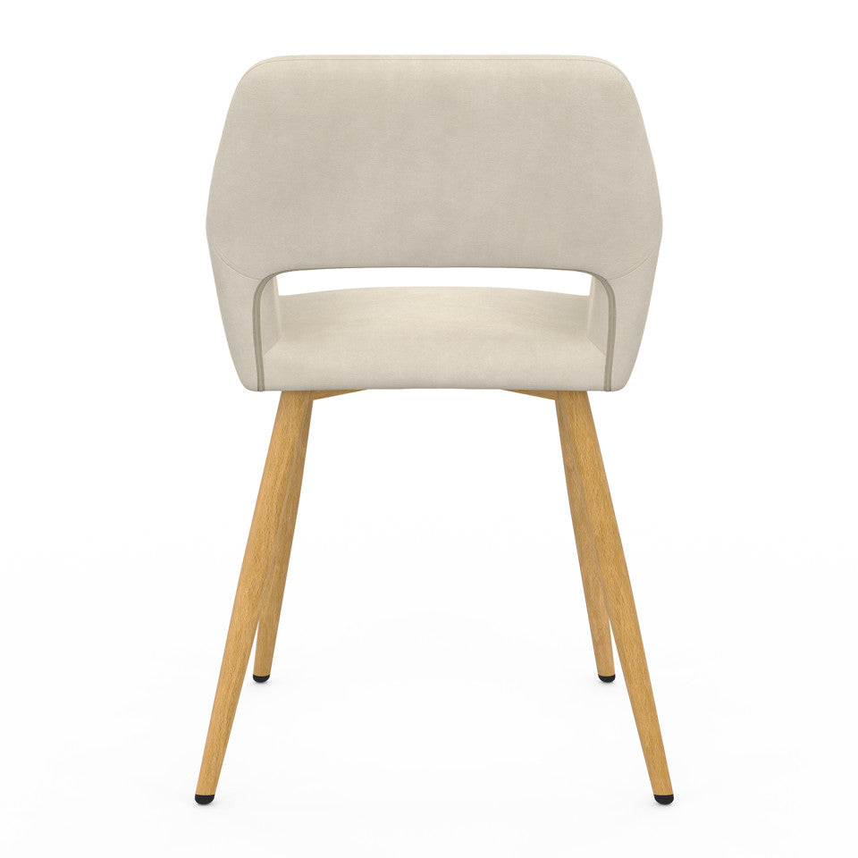 Chaises Heidi velours beige pieds bois - lot de 2