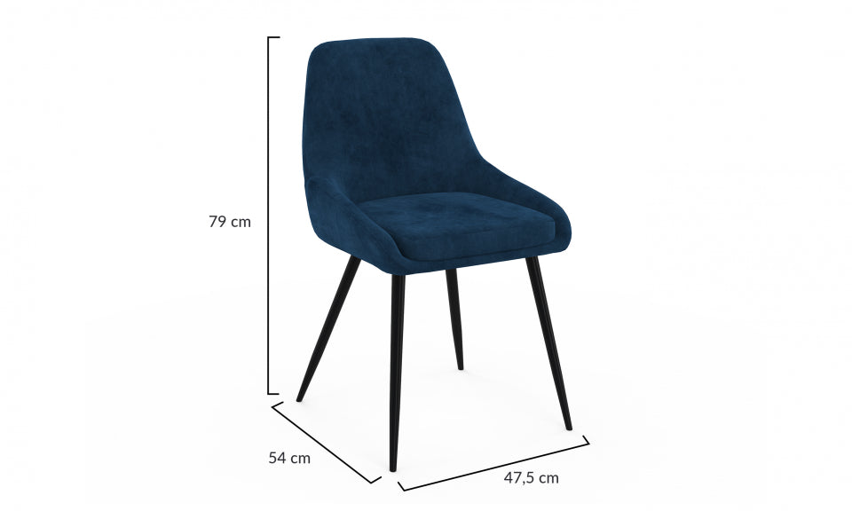 Chaises Olivia assise bleu pieds métal - lot de 4