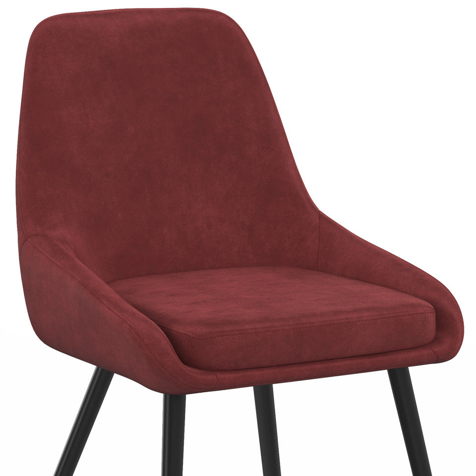 Chaises Olivia velours bordeaux pieds métal noirs - lot de 6