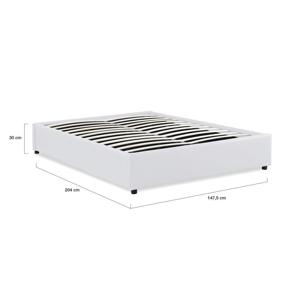 Lit coffre Otto en similicuir blanc avec sommier 140x190cm