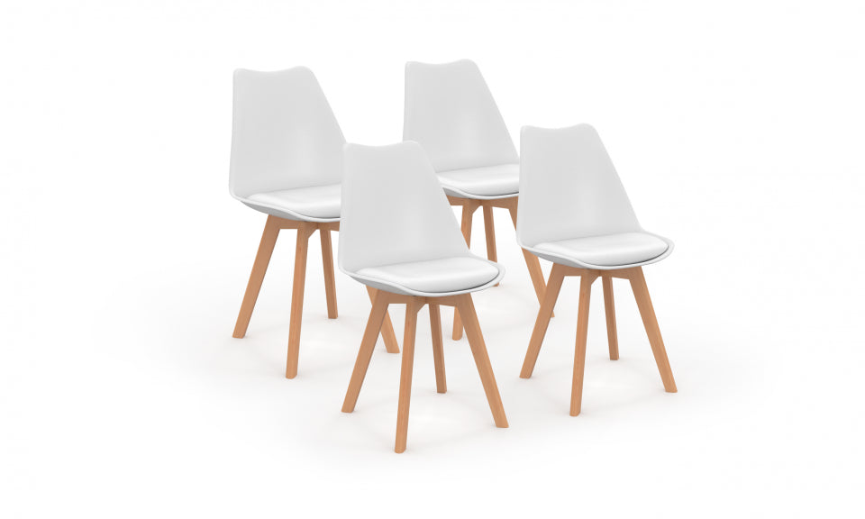 Chaises Nordia assise beige et pieds bois - lot de 4