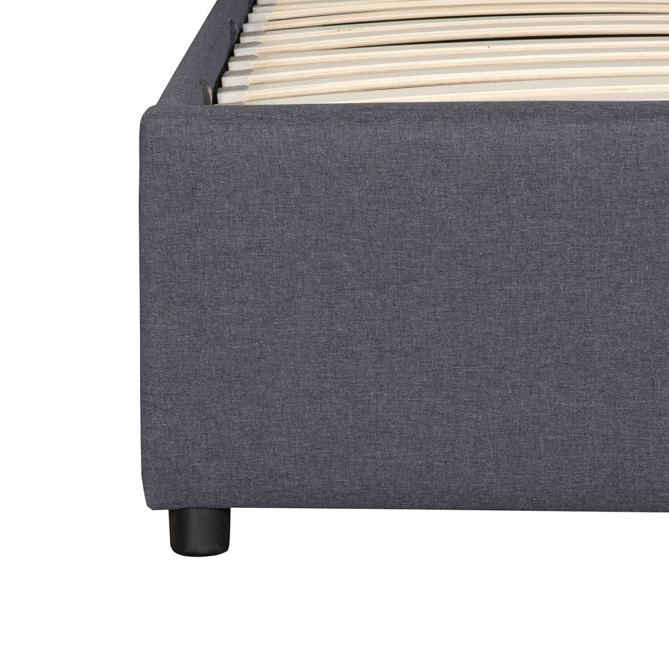 Lit coffre Otto en tissu gris avec sommier 140x190cm
