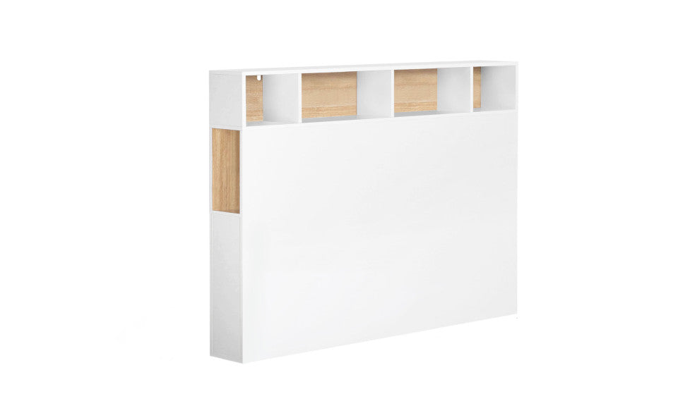 Tête de lit bois et blanche avec rangements 165cm