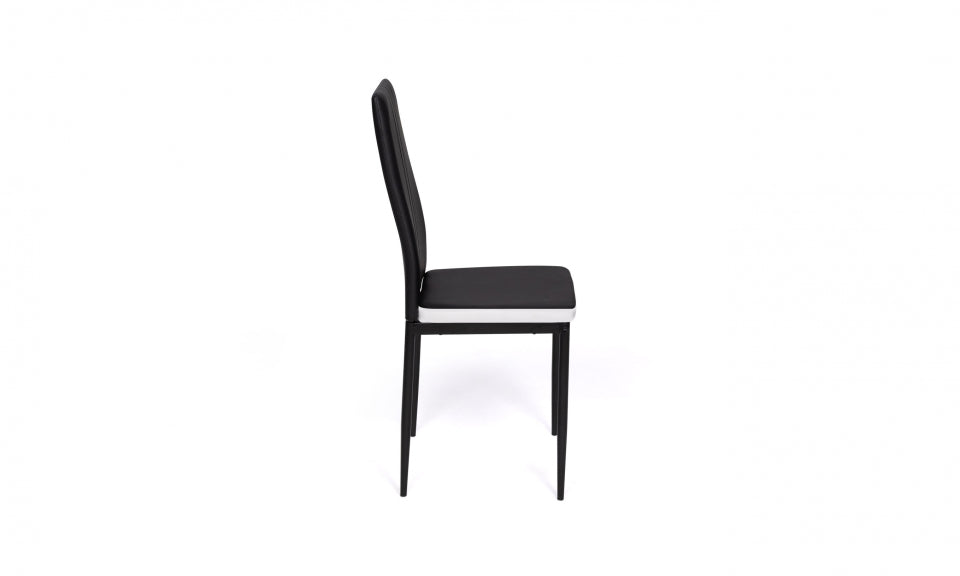 Chaises Jodie assise matelassée noire et blanche - lot de 6