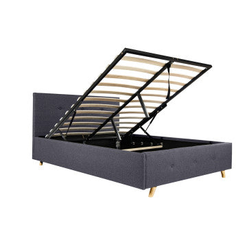 Lit coffre Mala 160x200cm tissu gris
