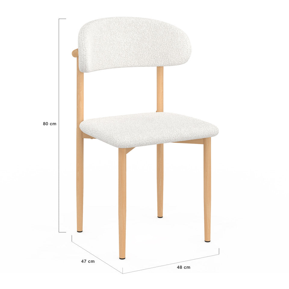 Chaises Callisto bouclette et pieds effet hêtre - lot de 6