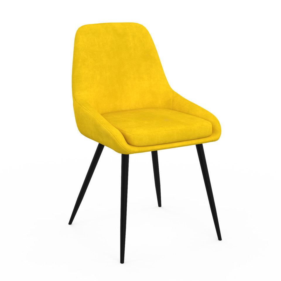 Chaises Olivia assise mix de couleurs : 1x bleu, 1x gris clair, 1x gris foncé et 1x jaune - lot de 4