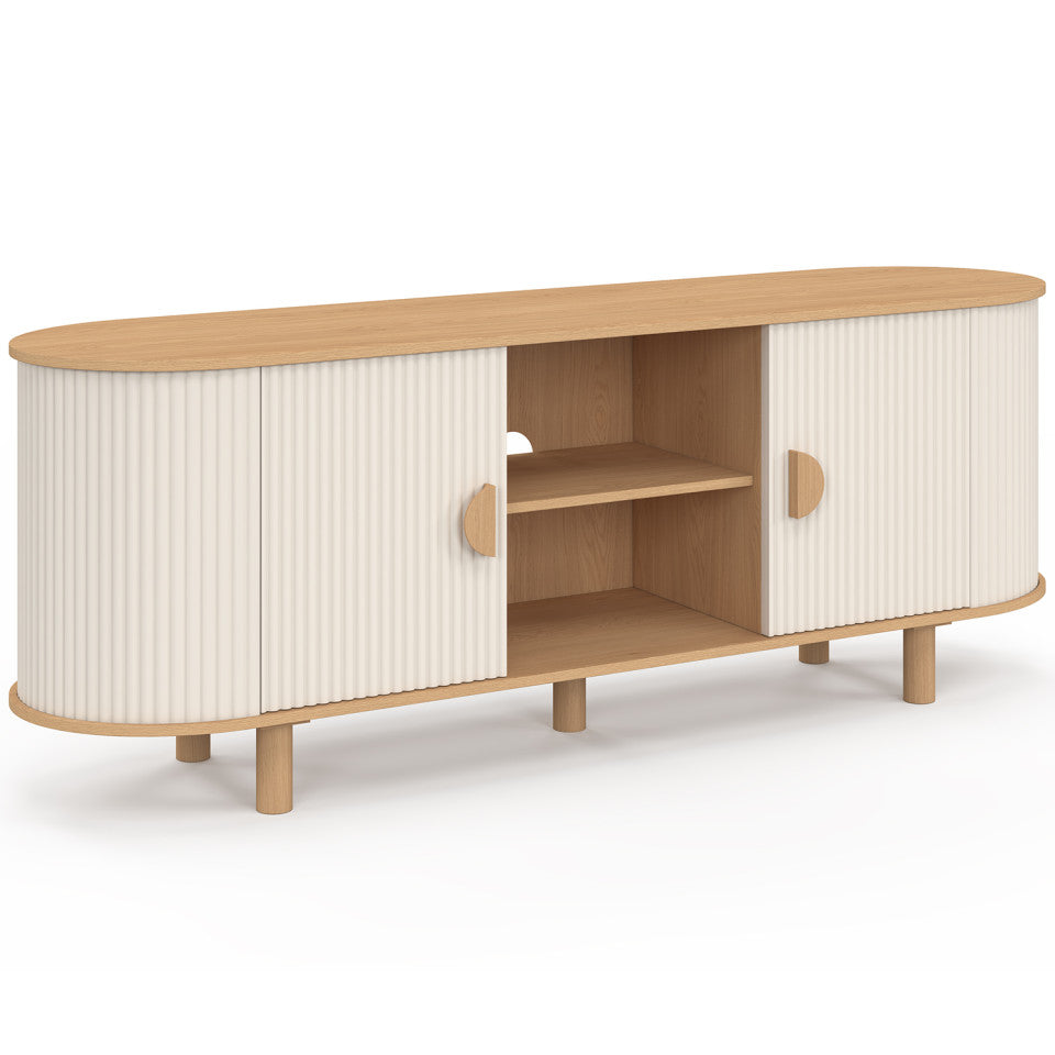 Meuble TV Kara beige effet cannelé 140cm