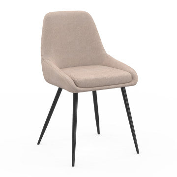 Chaises Ornella en tissu taupe et pieds métal noirs - lot de 6