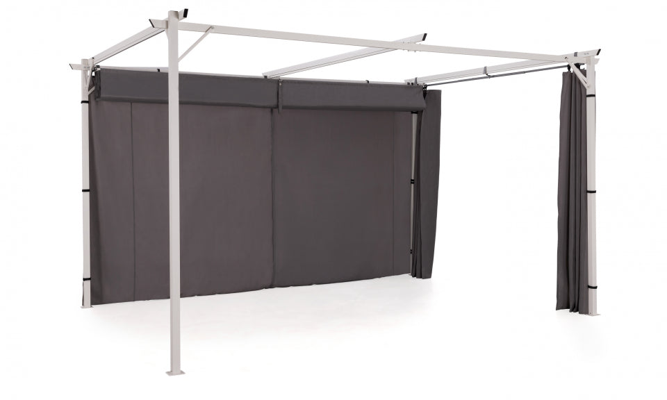 Rideau universel pour pergola gris avec tringle 4m