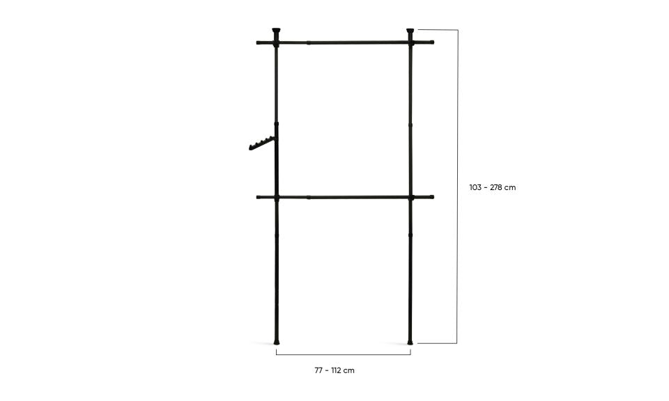 Penderie télescopique avec rangements intégrés H278cm