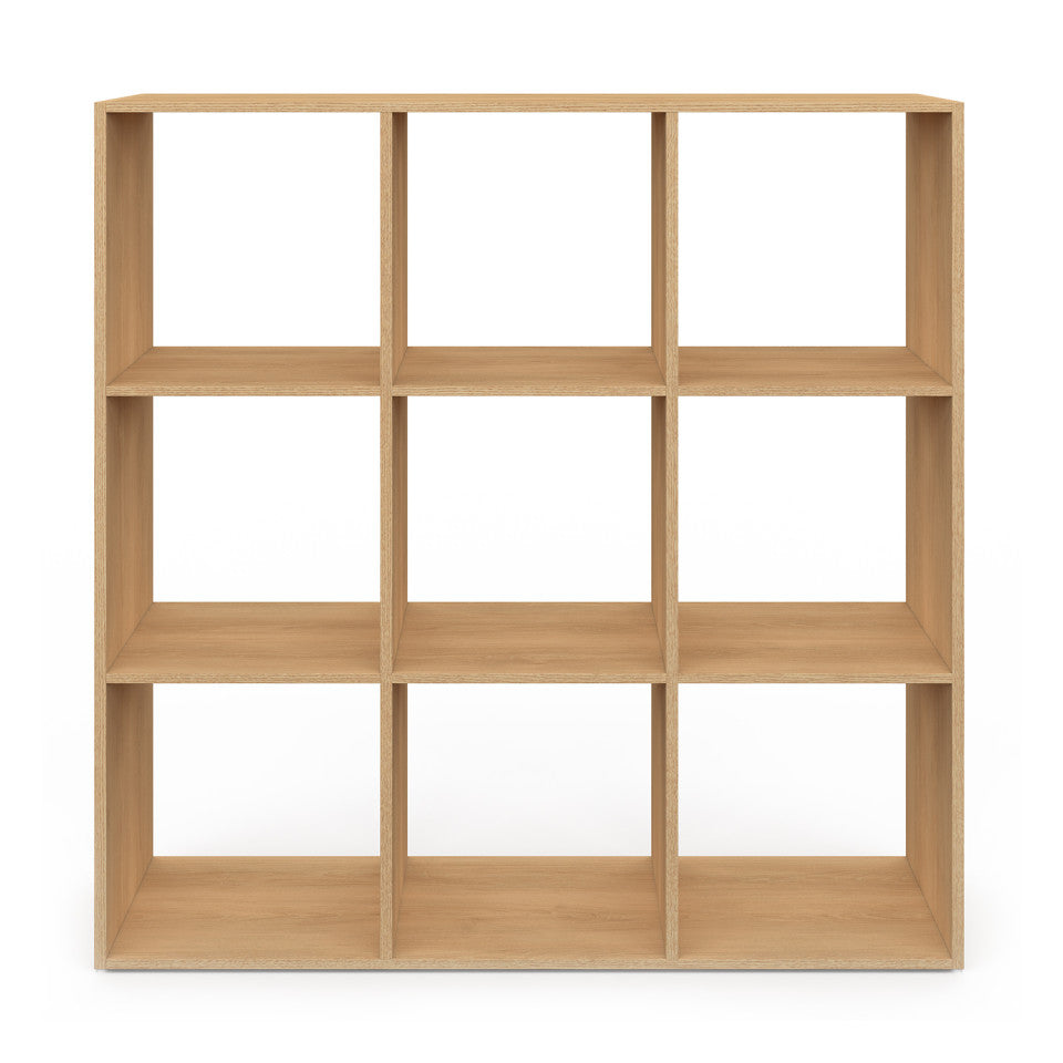Meuble de rangement cube Faustine 9 case effet lattes