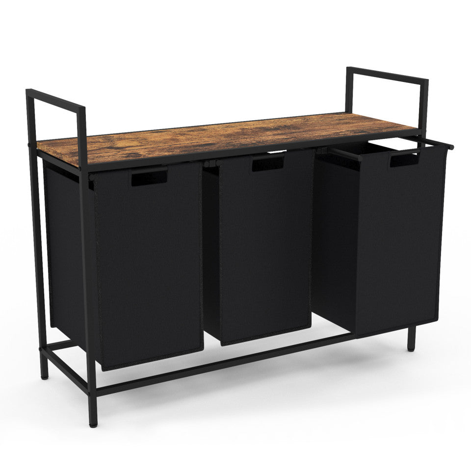 Panier à linge Elize 3 compartiments sur pieds 114L