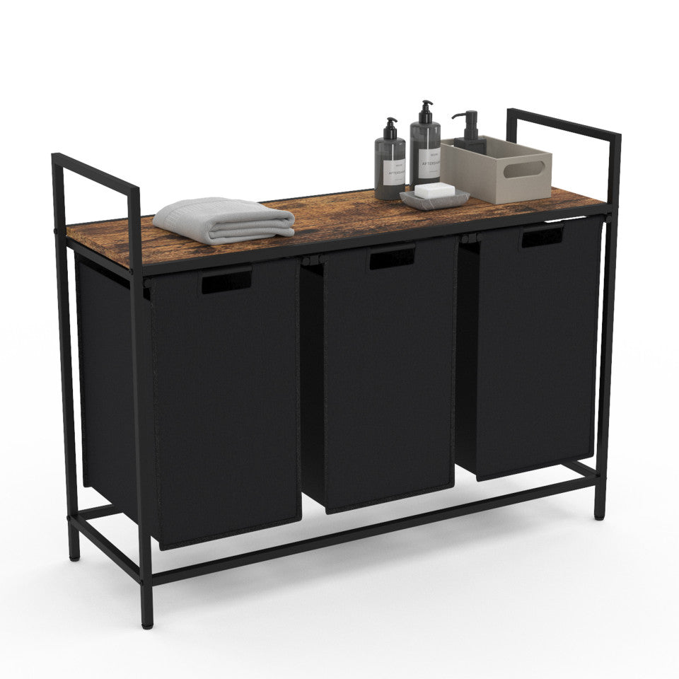 Panier à linge Elize 3 compartiments sur pieds 114L