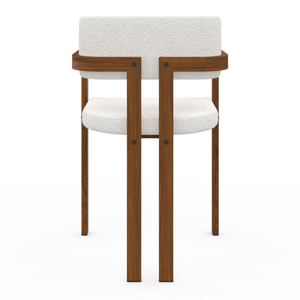 Chaises Elsa avec accoudoirs bouclette pieds effet noyer - lot de 2