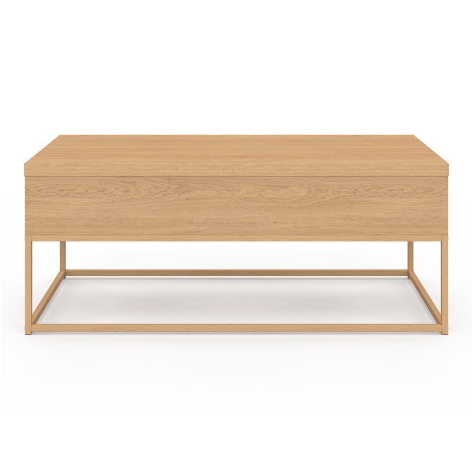 Table basse Memphis relevable et dépliante pieds effet bois