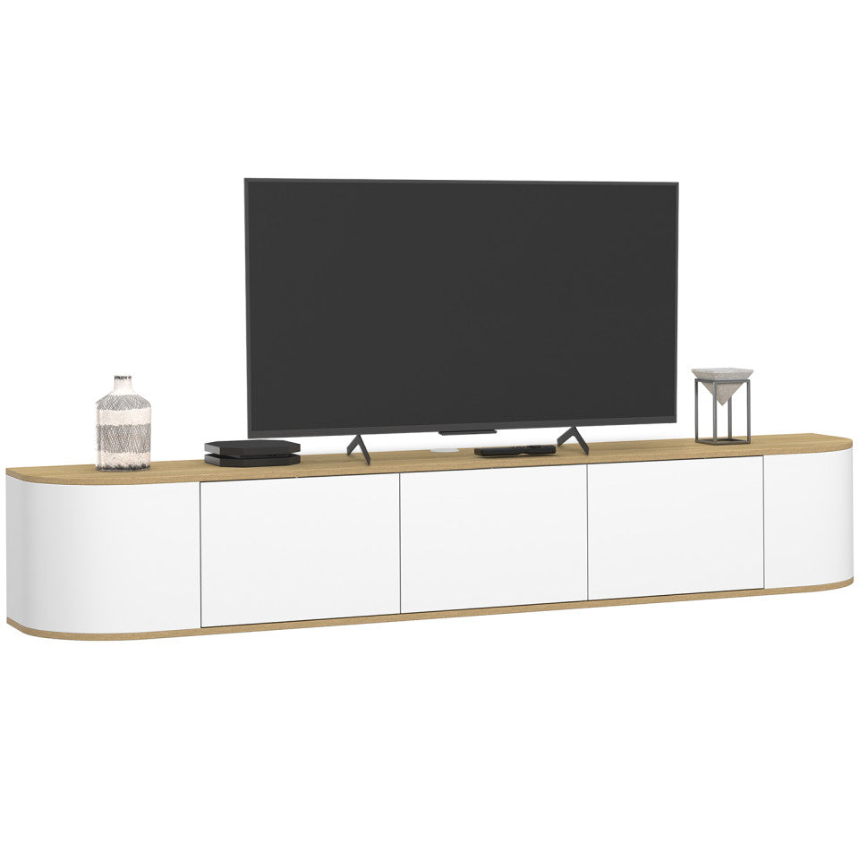 Meuble TV suspendu Elora bois blanc 180cm