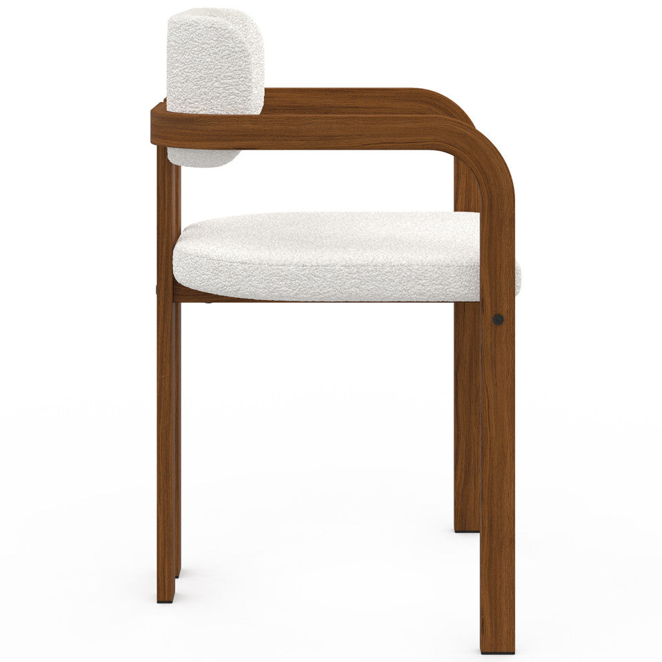 Chaises Elsa avec accoudoirs bouclette pieds effet noyer - lot de 4
