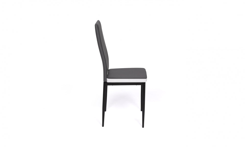 Chaises Jodie assise matelassée grise et blanche - lot de 6