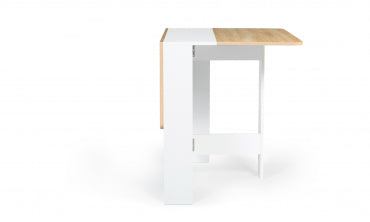 Table repas console pliable plateau naturel et pieds blancs Edi