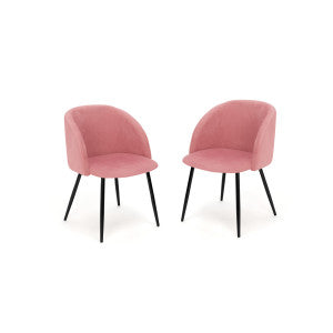 Chaises Nina en velours rose et pieds noirs - lot de 2