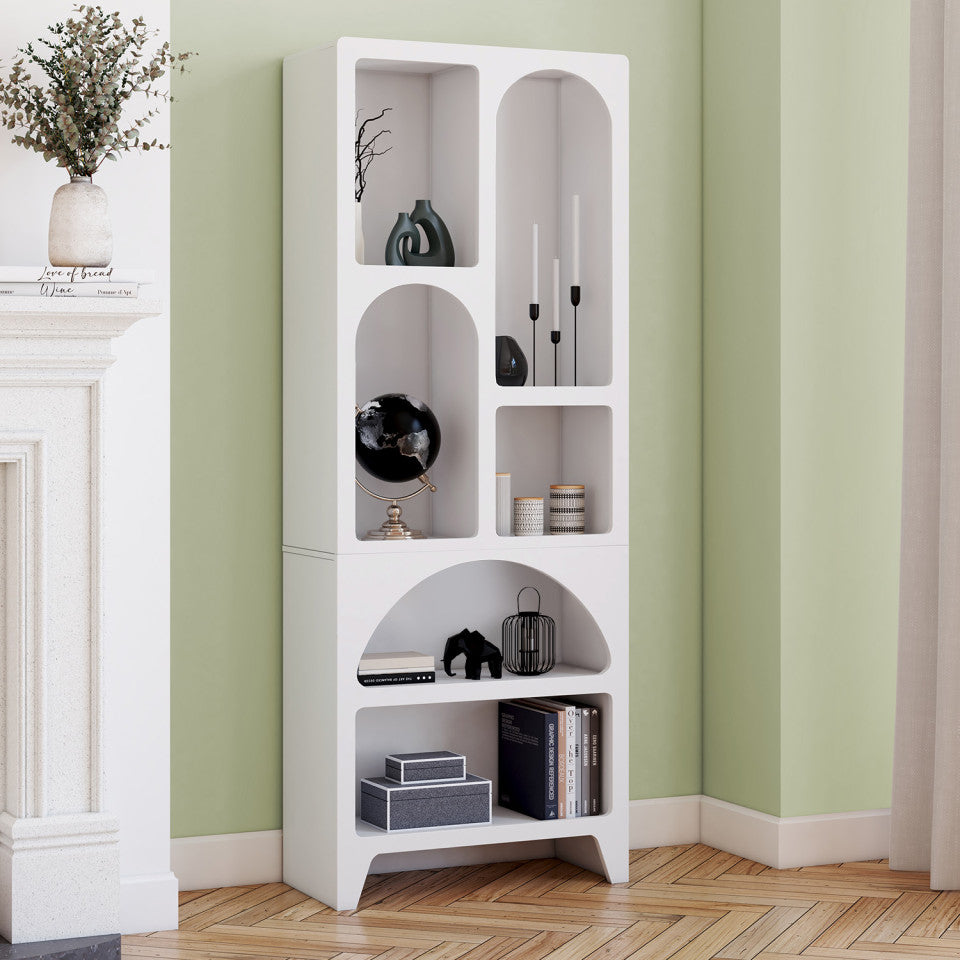 Etagère organique 6 compartiments blanche 160cm
