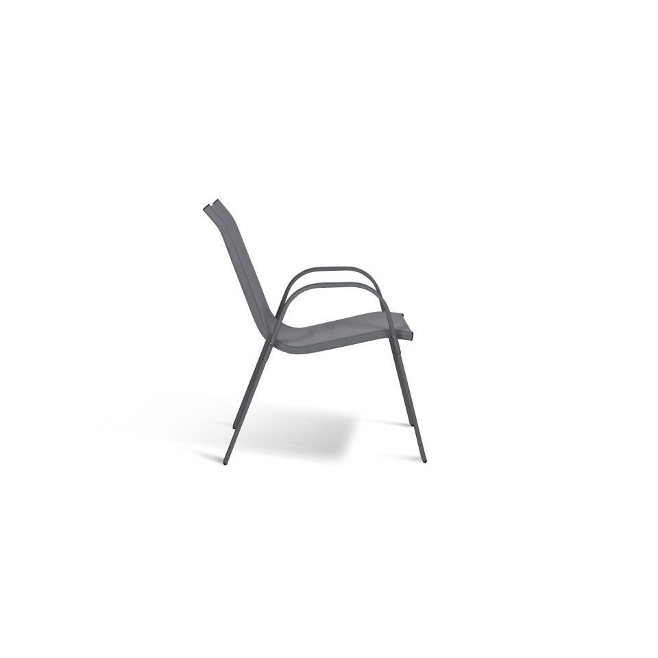 Chaises de jardin empilables en textilène mix de couleurs (gris, gris clair, bleu canard, noir) - lot de 4