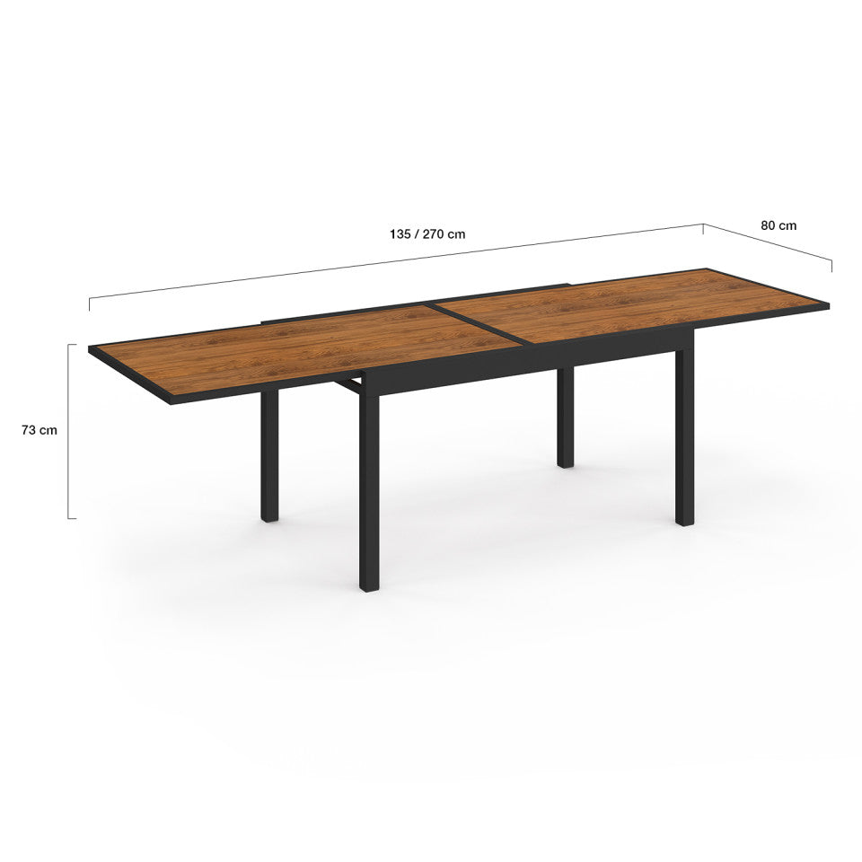 Ensemble repas extensible 12 places polywood noir et bois