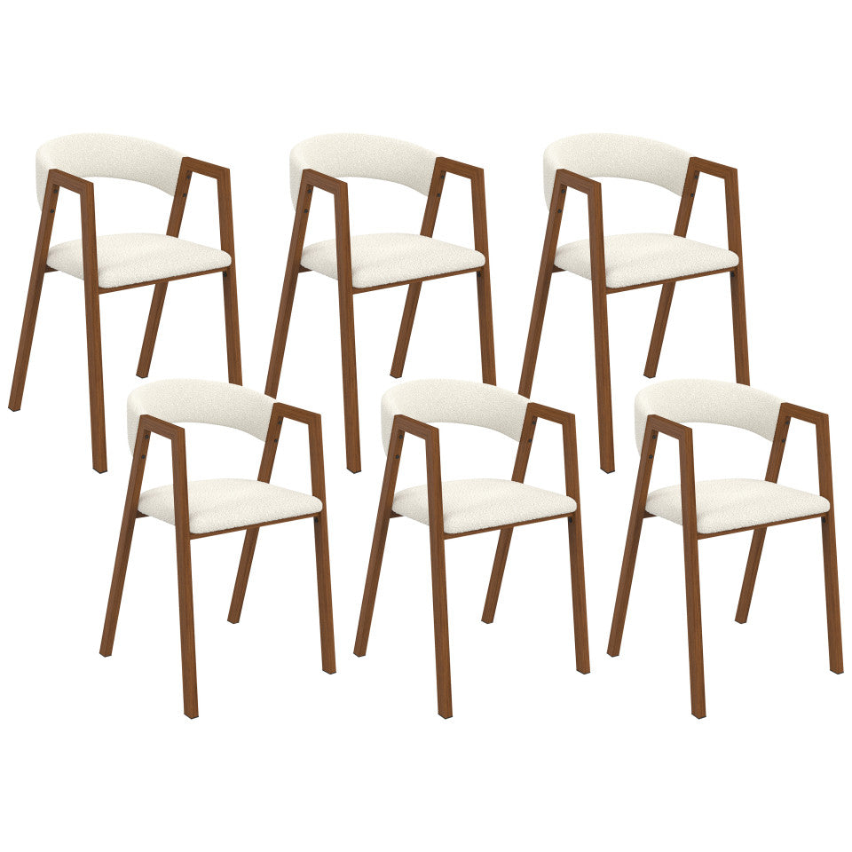 Chaises Enola avec accoudoirs bouclette pieds effet noyer- lot de 6
