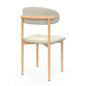 Chaises Callisto en tissu beige et pieds métal - lot de 6