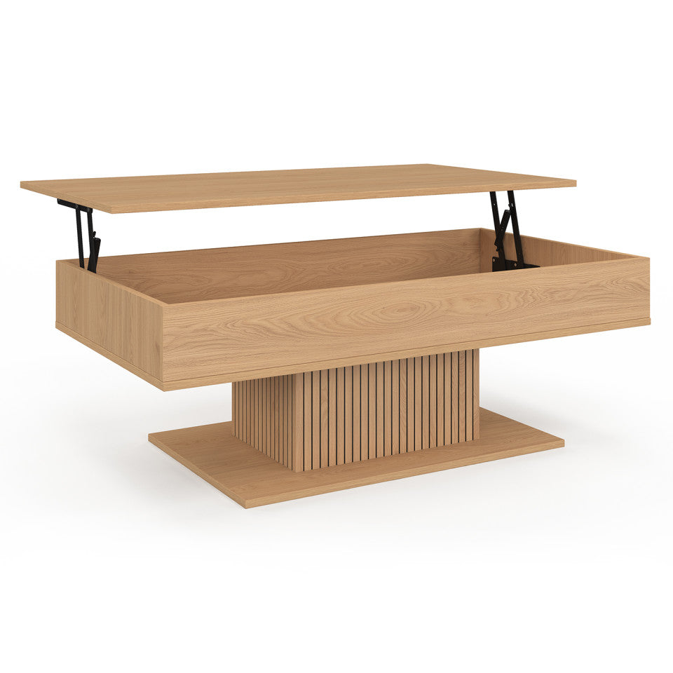 Table basse Tania relevable bois et pieds lattes