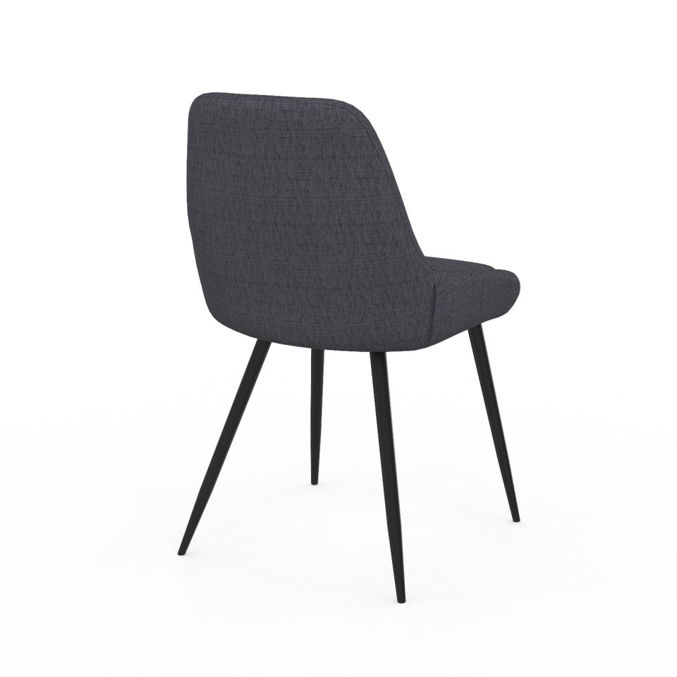 Chaises Ornella assise tissu gris foncé et pieds métal noirs - lot de 6