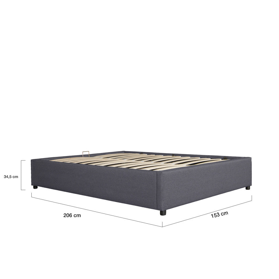 Lit coffre Otto en tissu gris avec sommier 140x190cm