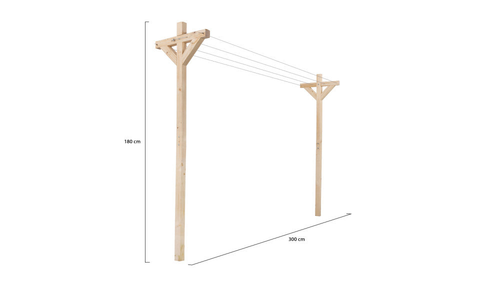 Etendoir à linge extérieur en bois - 12m d'étendage