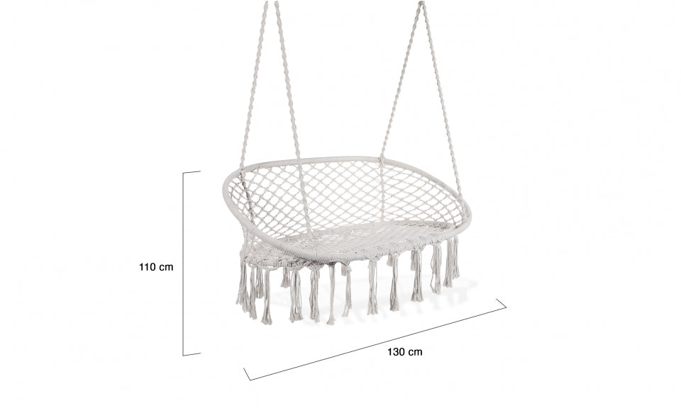 Banc 2 places en macramé à suspendre