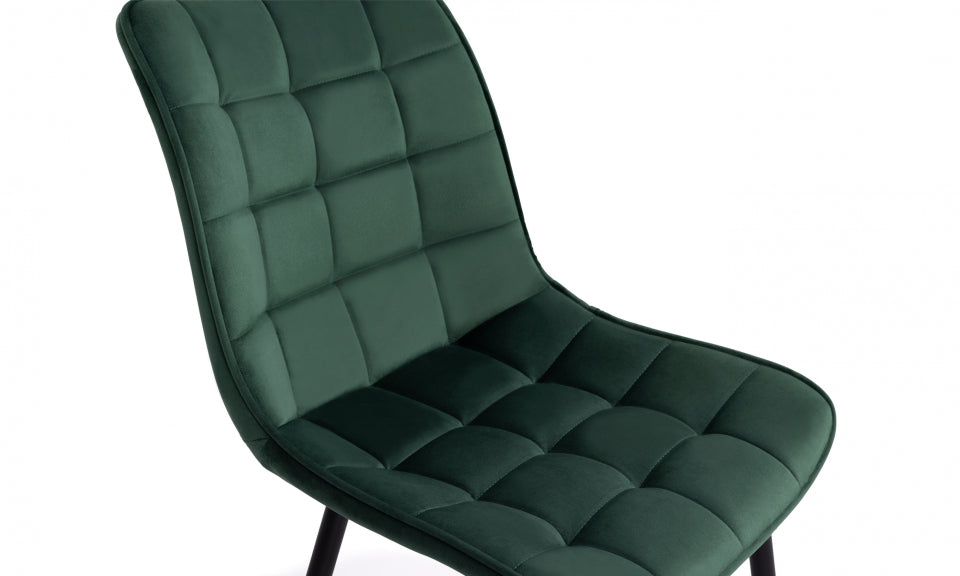 Chaises Melinda en velours mix de couleurs : 1x vert, 1x gris clair, 1x gris foncé et 1x bordeaux - lot de 4