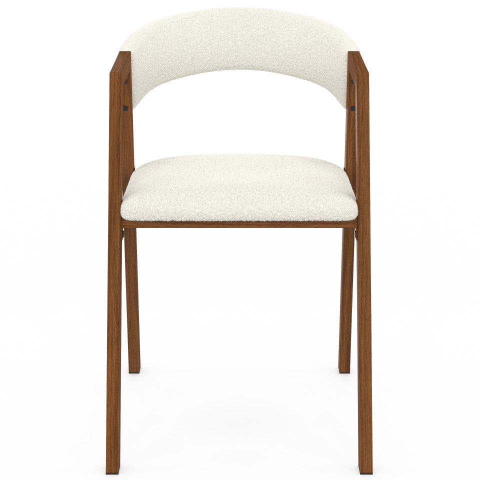Chaises Enola avec accoudoirs bouclette pieds effet noyer- lot de 6