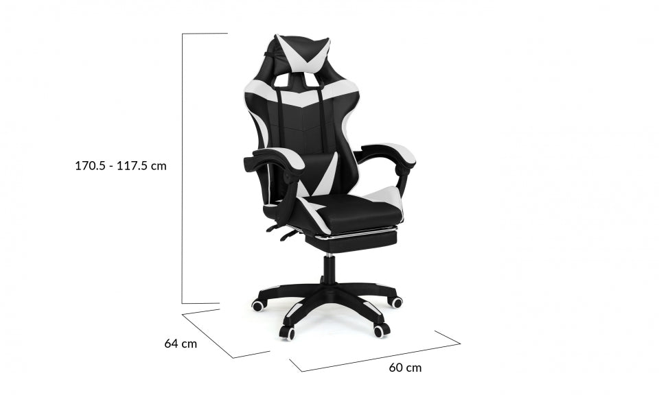 Fauteuil de bureau spécial gaming noir et blanc