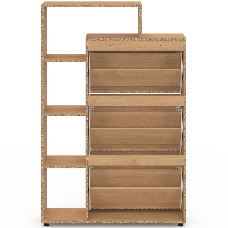 Meuble à chaussures Faustine 3 portes + étagères - 18 paires