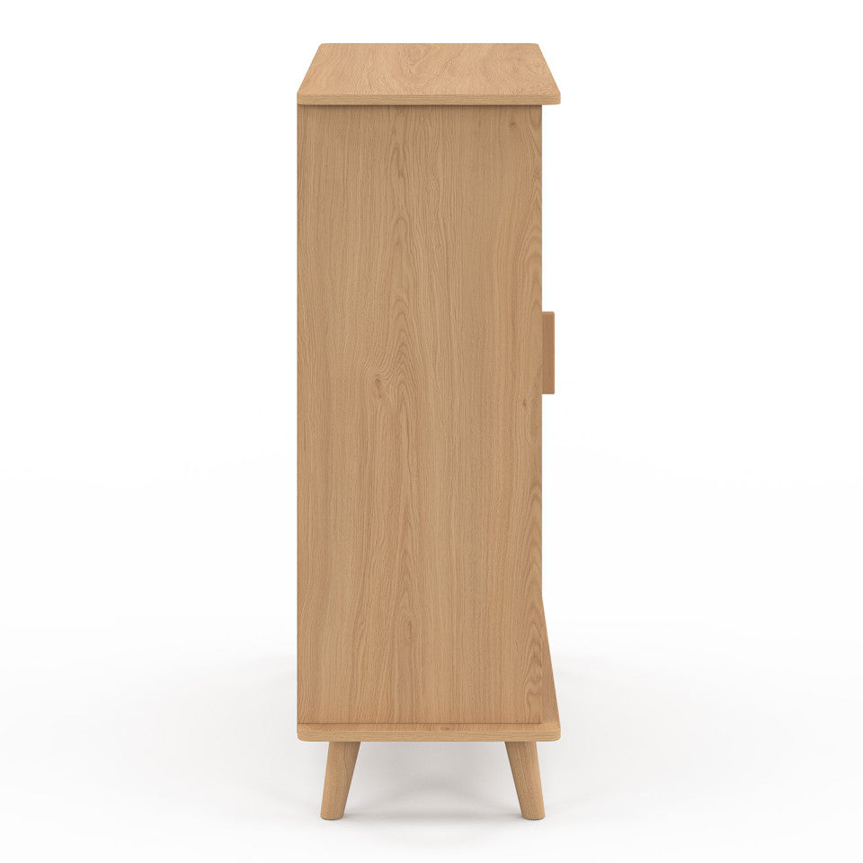 Buffet Faustine 3 étagères et 1 placard effet lattes H80cm