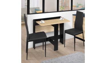 Table repas console pliable  plateau naturel et pieds noirs Edi