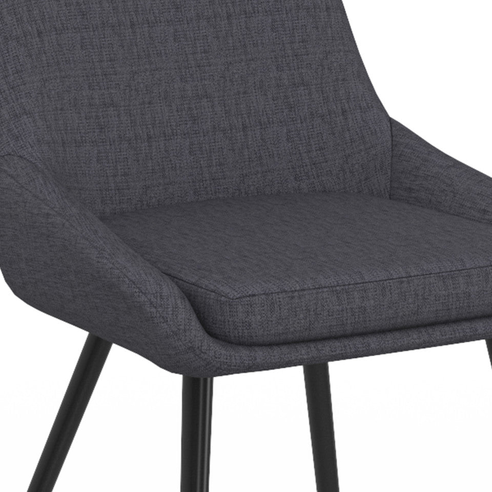 Chaises Ornella assise tissu gris foncé et pieds métal noirs - lot de 6