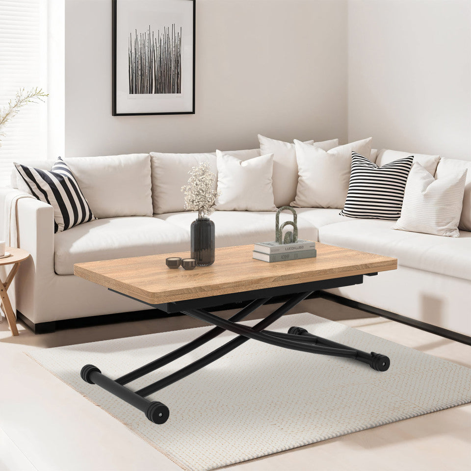 Table basse dinatoire Tribeca hauteur ajustable effet bois
