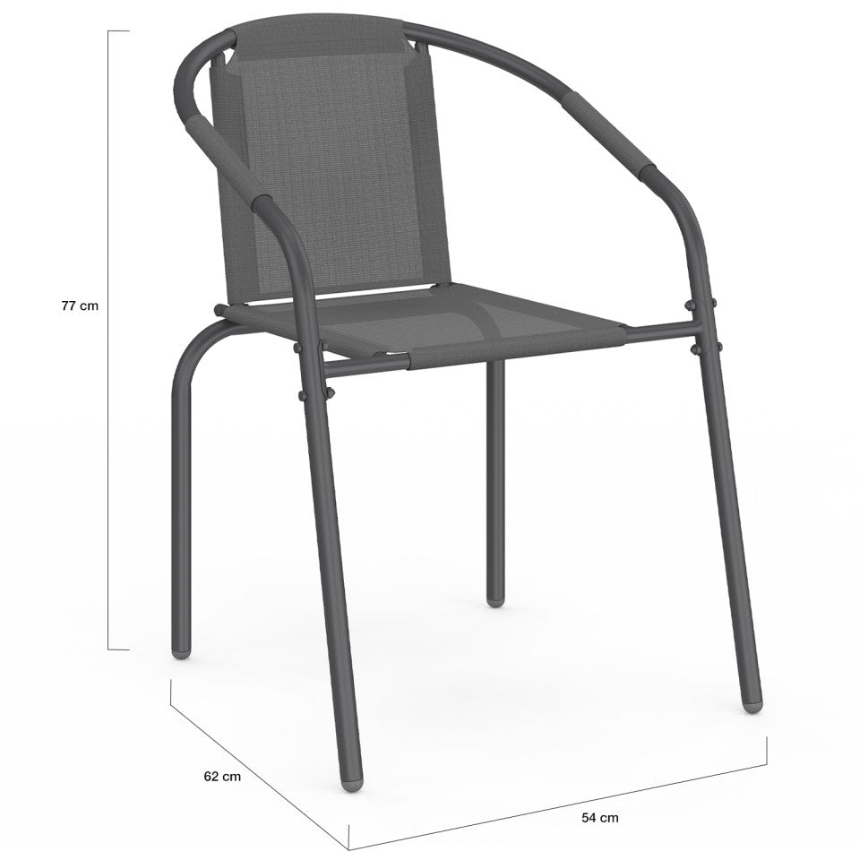 Chaises de jardin empilables Delma grises - lot de 6