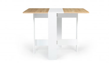 Table repas console pliable plateau naturel et pieds blancs Edi